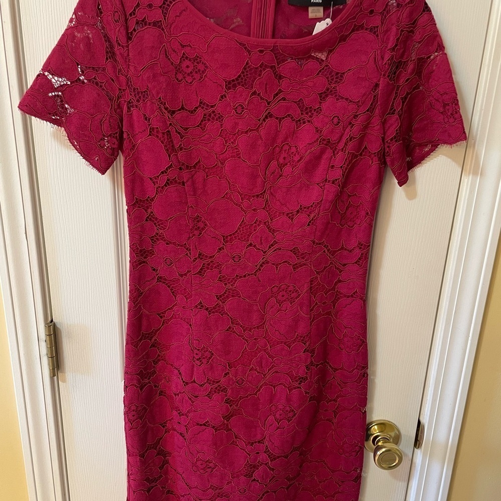 Karl Lagerfeld Paris Lace Sheath Dress Size 2 Fuchsia Pink ✨